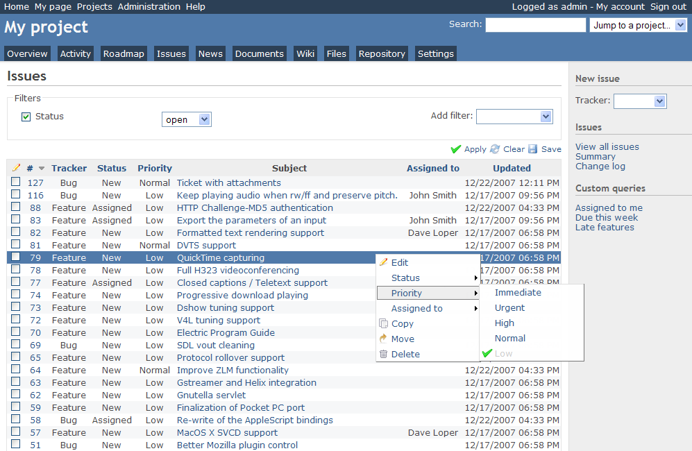 Redmine Screenshot