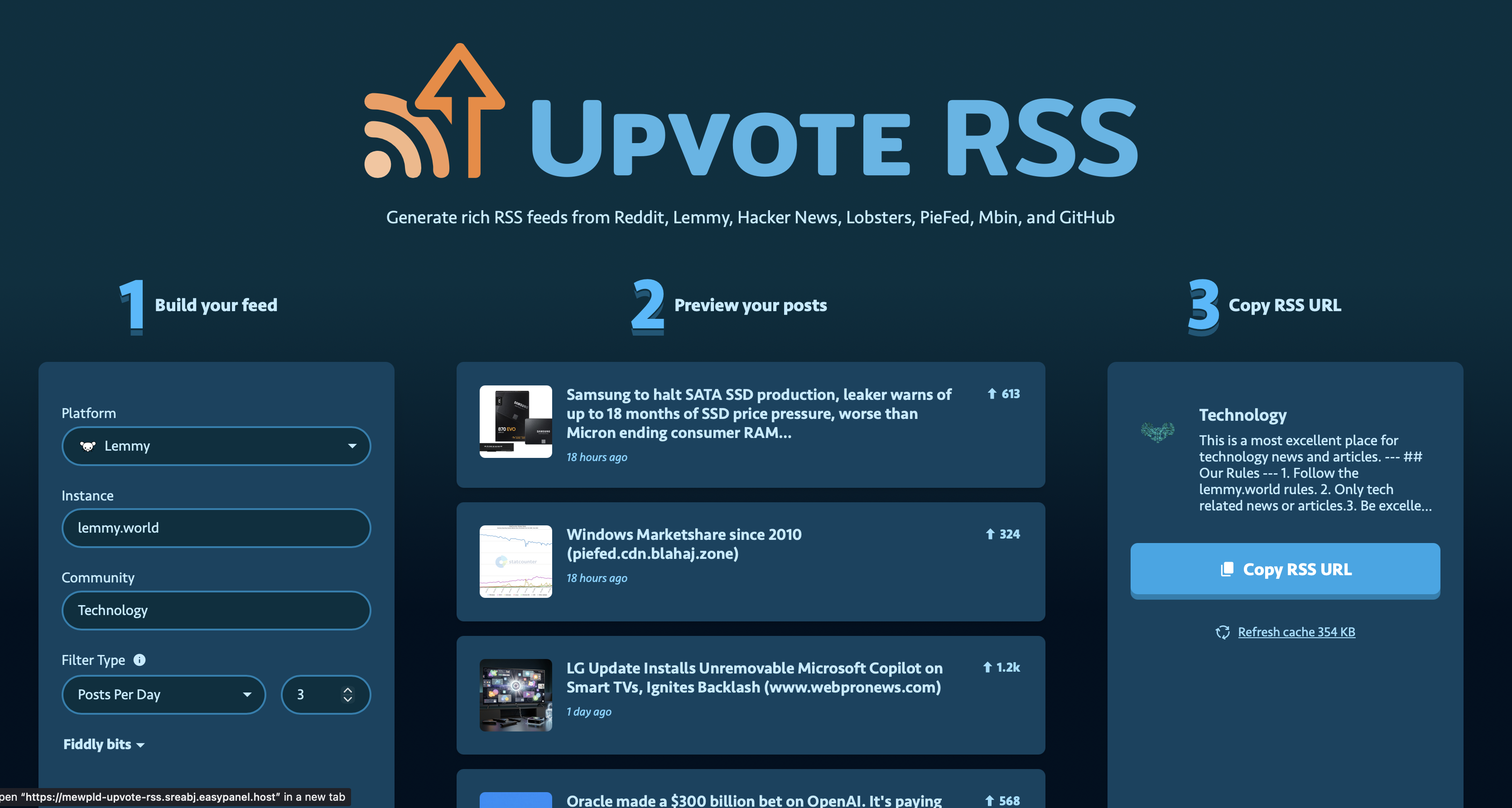 Upvote RSS Screenshot
